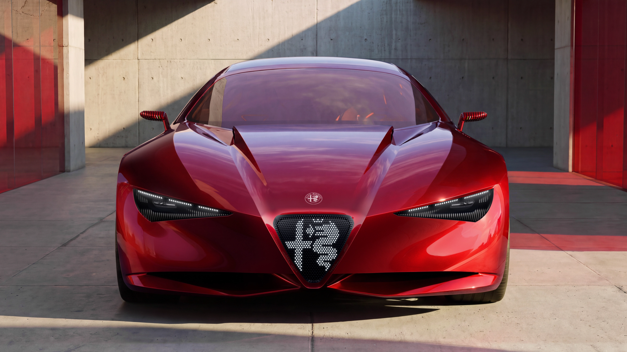 Alfa Romeo Cuorerosso concept four-door coupe in Liquid Ink Red front