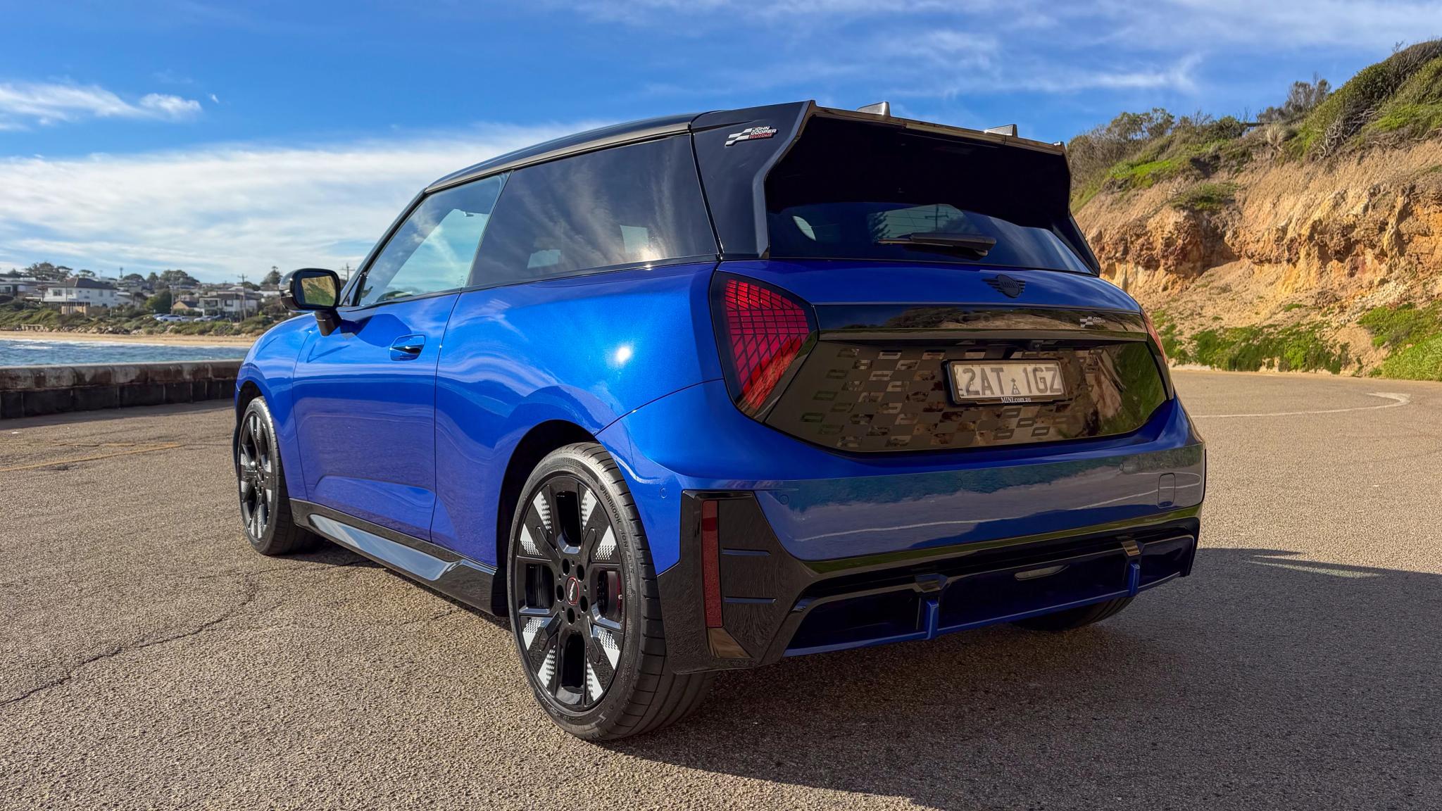 2026 Mini Cooper JCW Electric rear three quarter