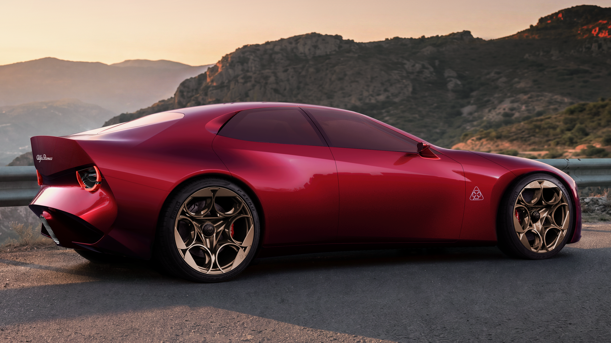 Alfa Romeo Cuorerosso concept four-door coupe in Liquid Ink Red rear