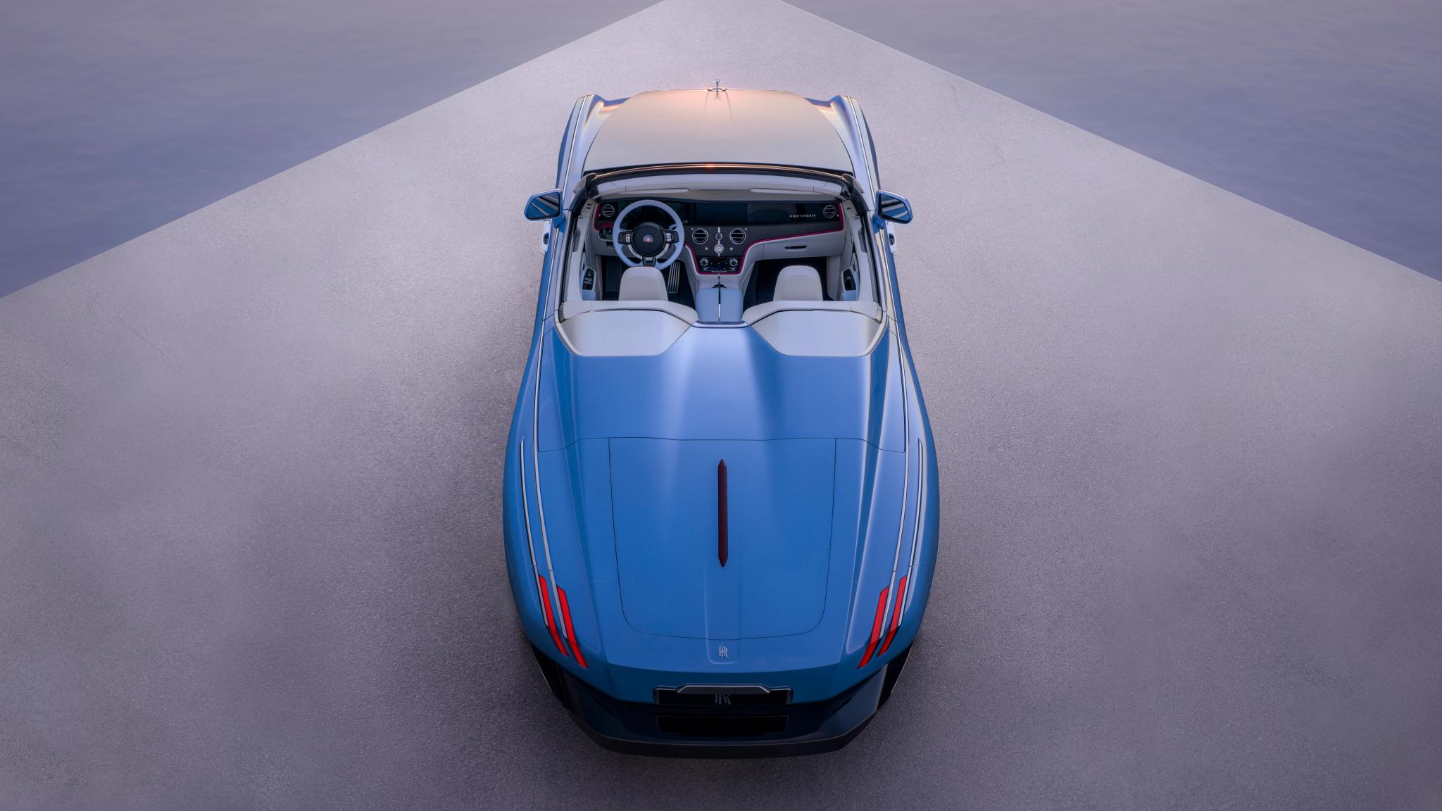Rolls-Royce Project Nightingale electric coachbuild convertible in Côte d'Azur Blue
