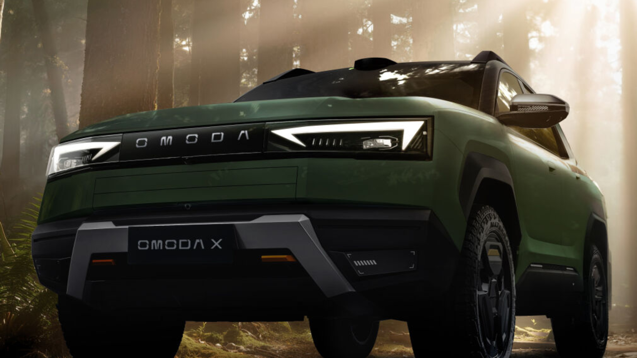 Omoda X crossover SUV in a wide-body, rugged design with all-terrain tyres, revealed at the 2026 International User Summit