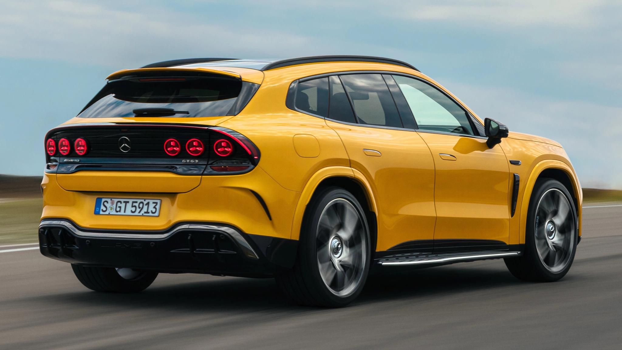Mercedes-AMG GT SUV electric performance SUV rear three quarter
