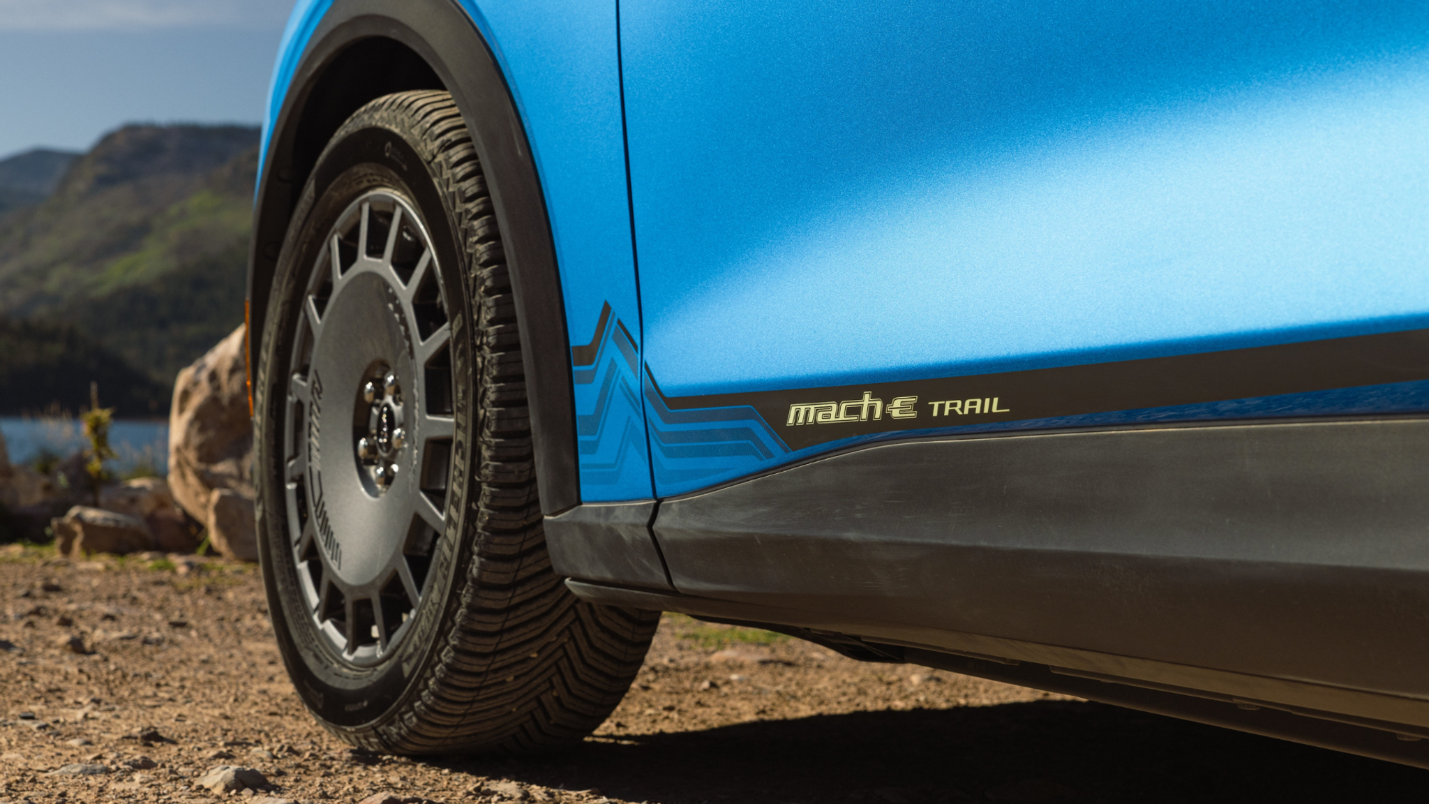 2027 Ford Mustang Mach-E Trail electric SUV in front three-quarter view