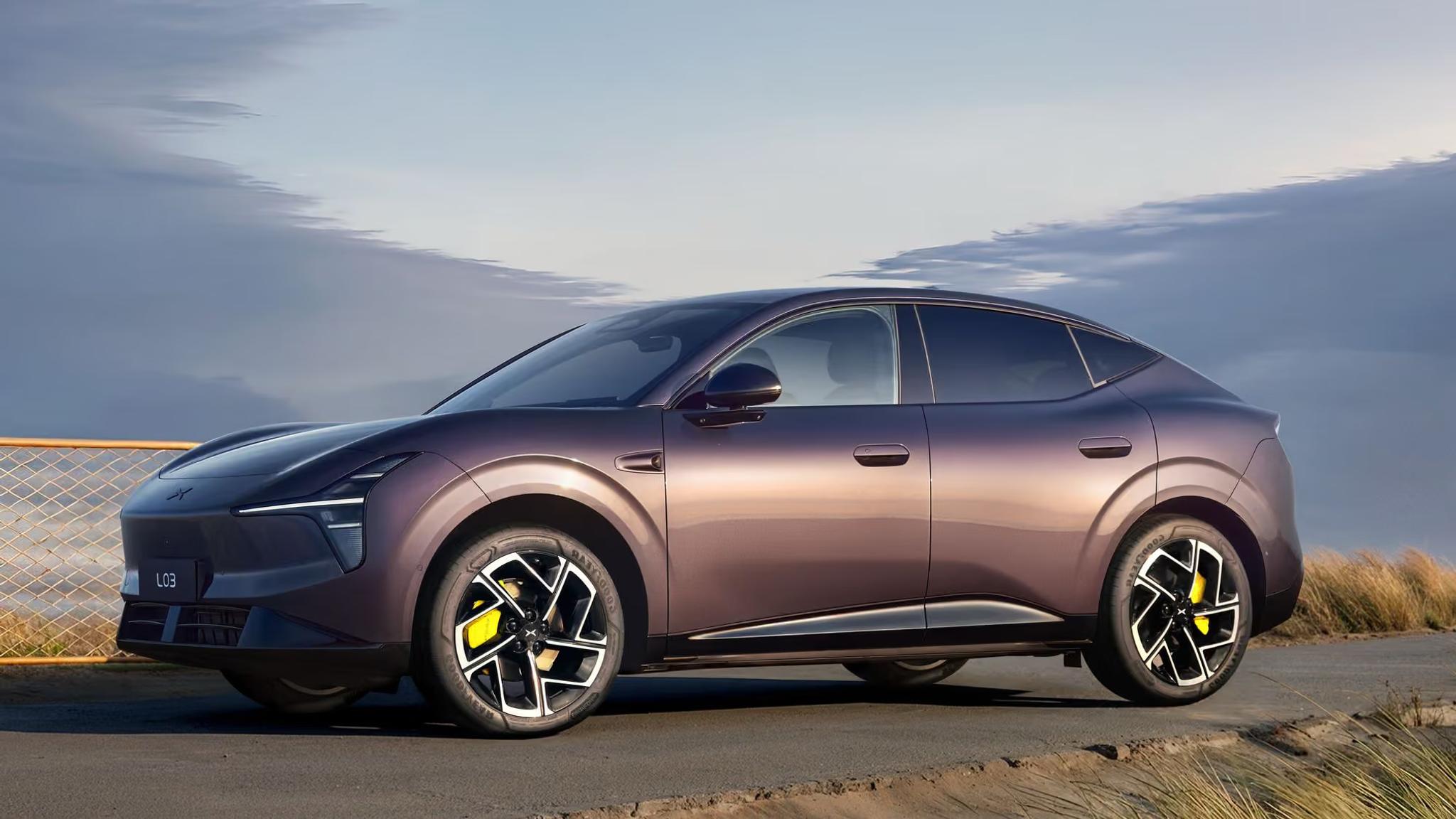 Purple XPeng L03 EV side profile