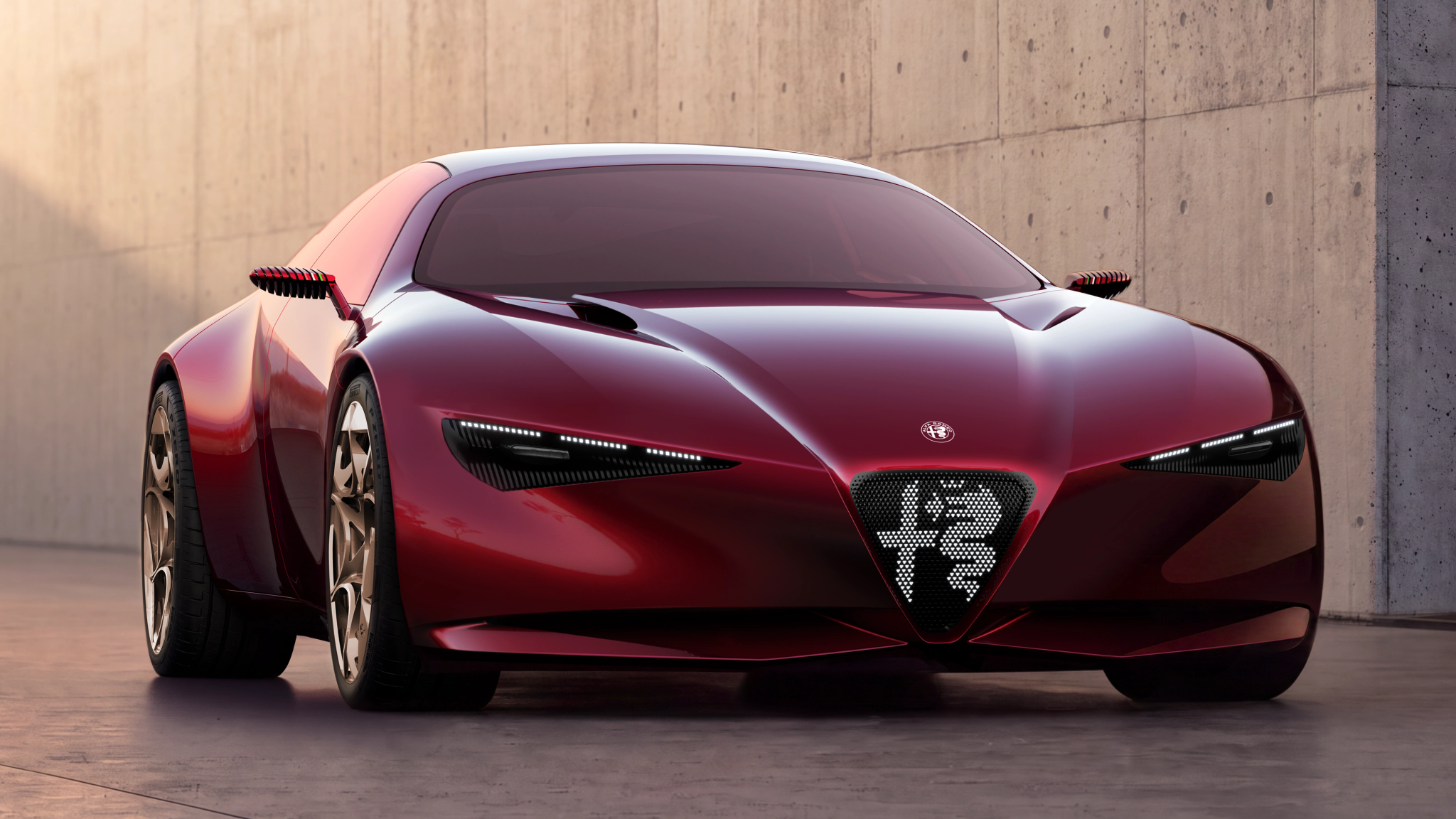 Alfa Romeo Cuorerosso concept four-door coupe in Liquid Ink Red
