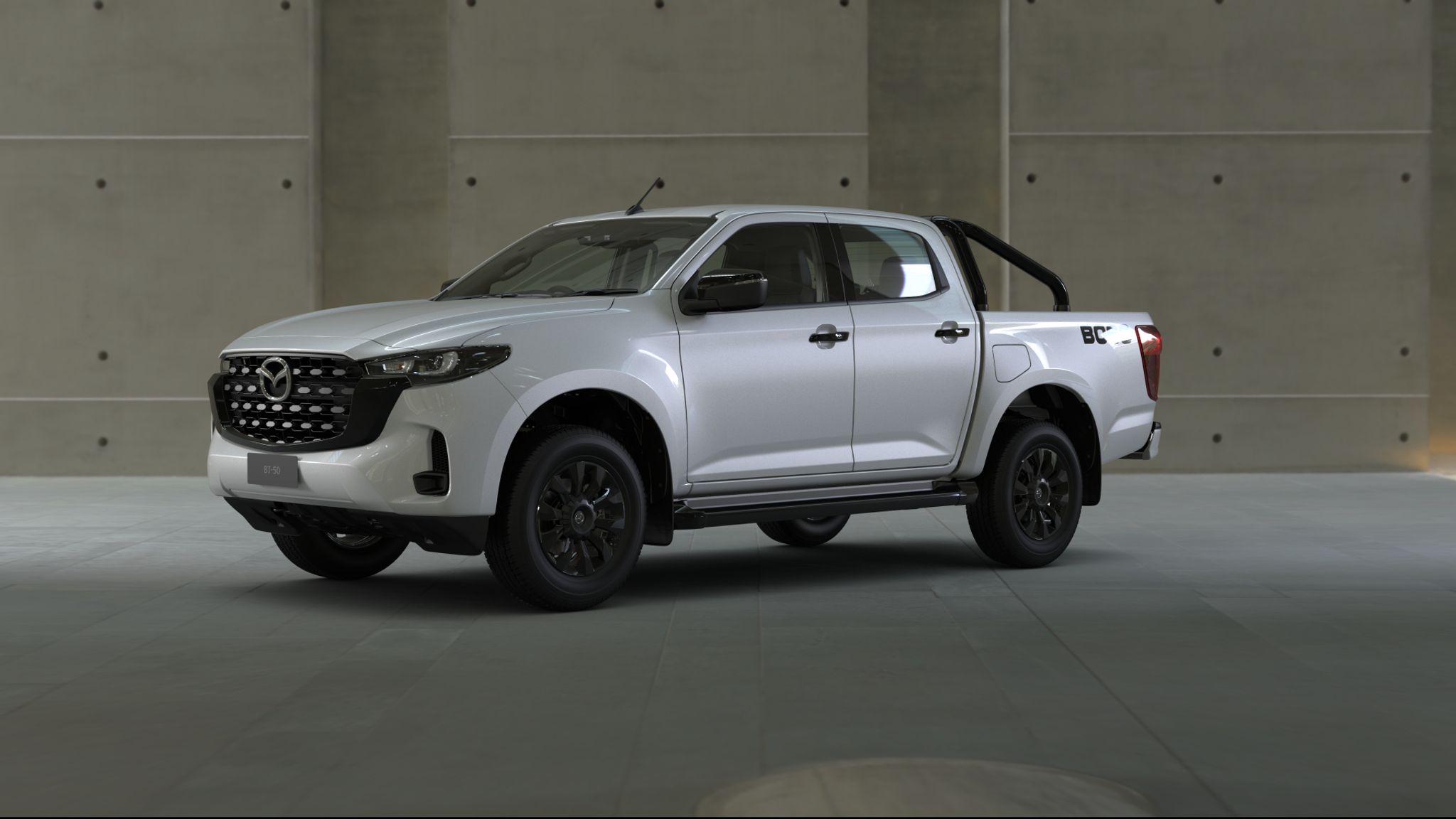 2026 Mazda BT-50 Thunder dual cab pickup with Lightforce driving lights and factory bull bar