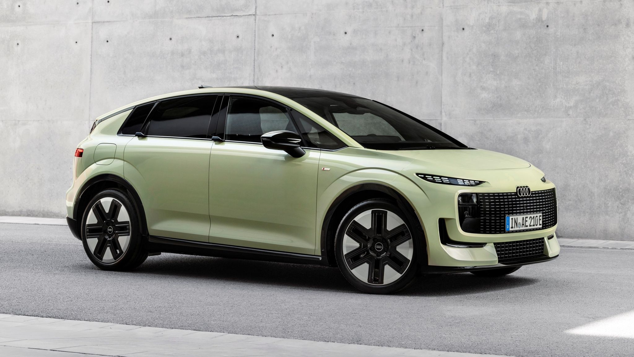 2027 Audi A2 e-tron electric hatch front three quarter