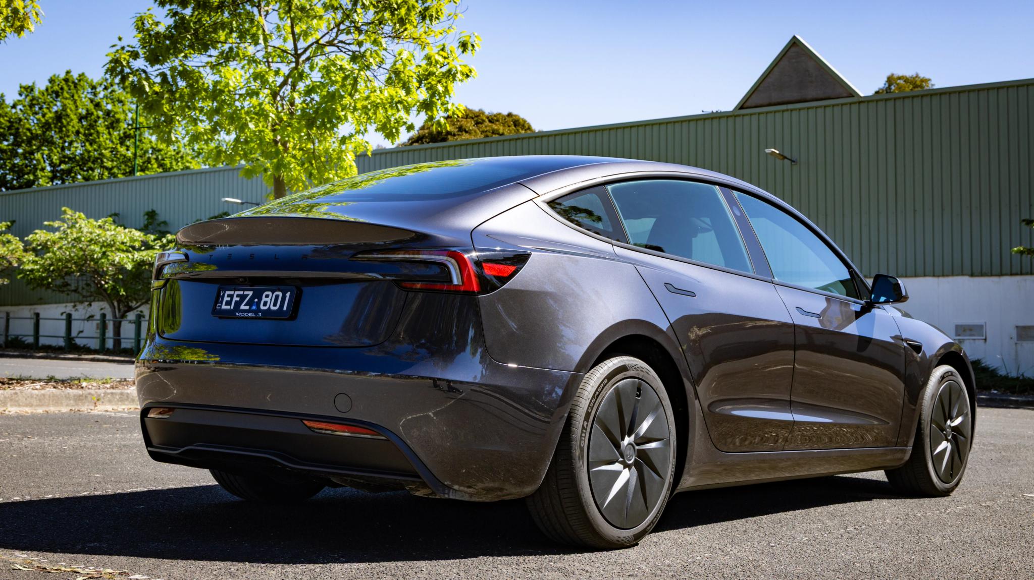 2027 Tesla Model 3 rear three quarter