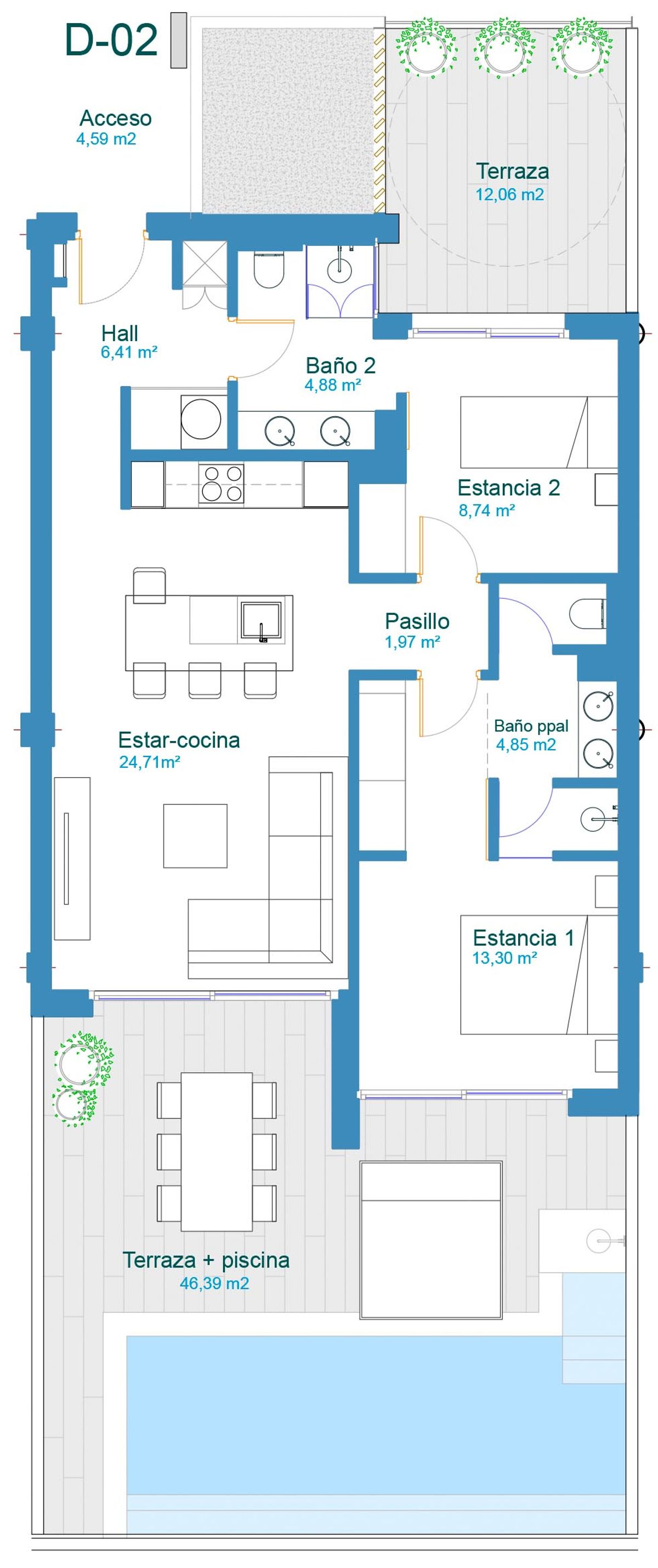 Plano de la vivienda · Vivienda 44