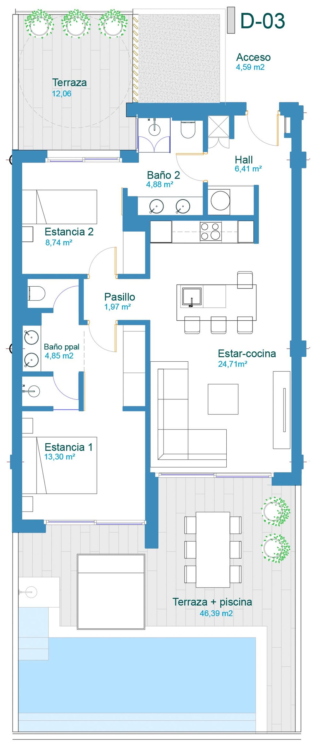 Plano de la vivienda · Vivienda 45