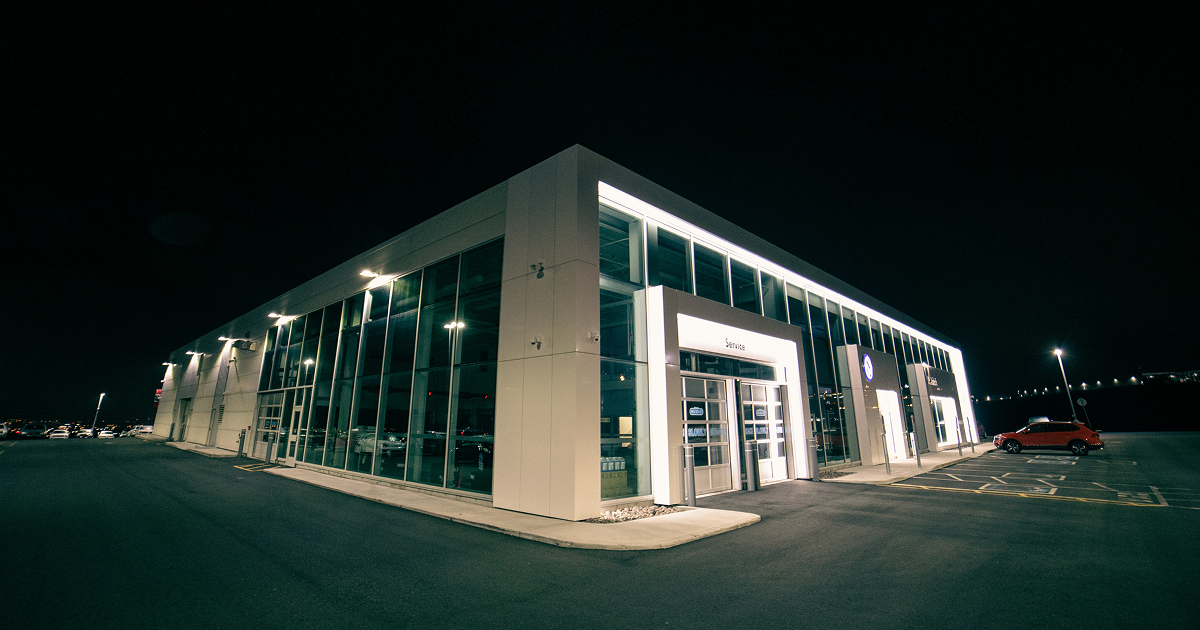Dealership at night