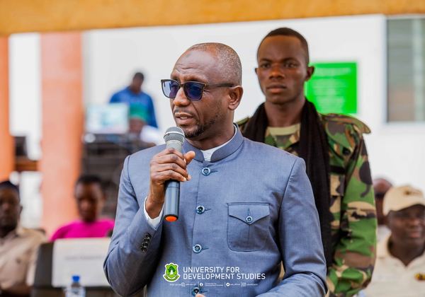 A speaker addressing a University for Development Studies gathering