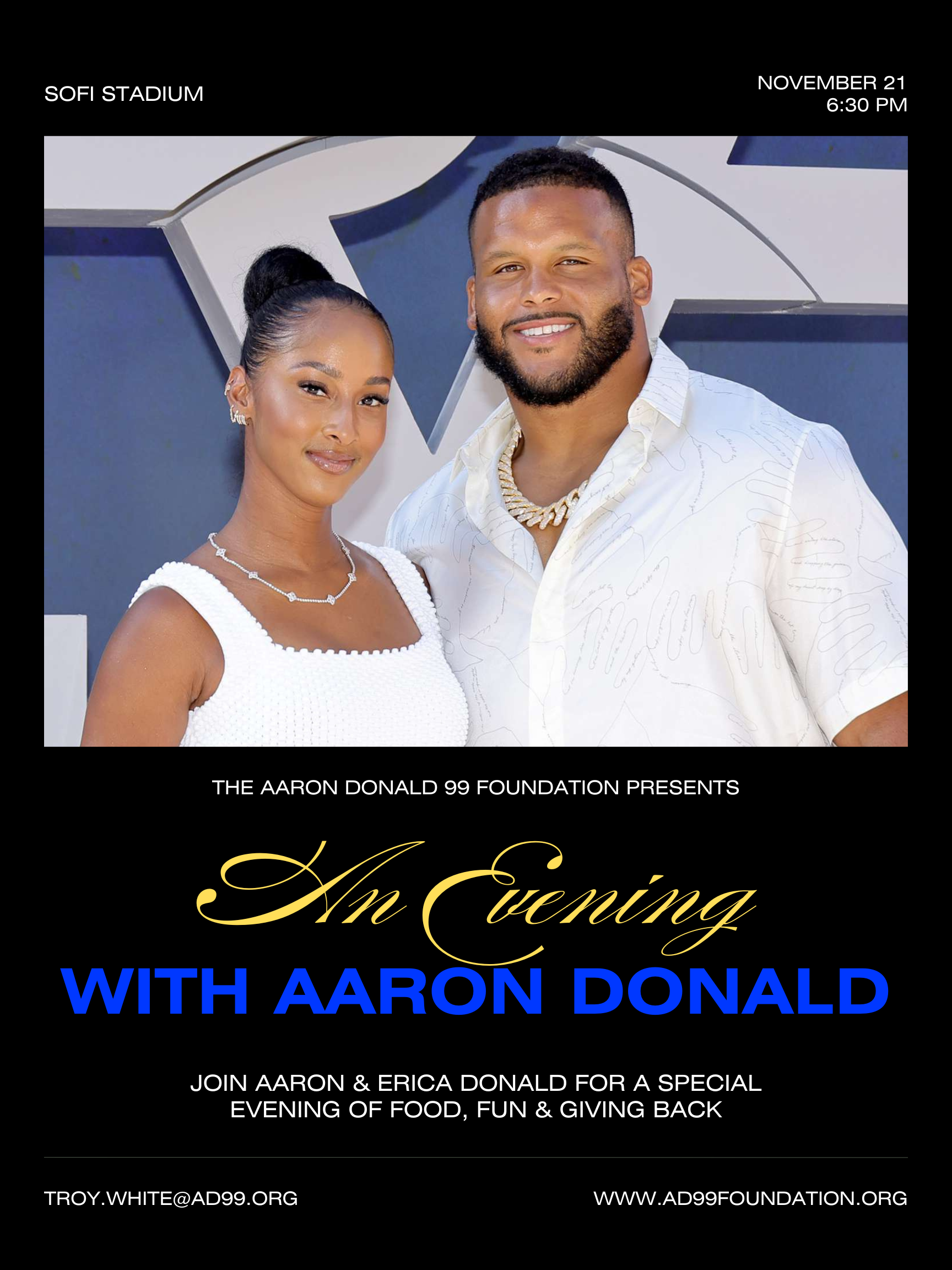 Cover Image for Aaron Donald 99 Foundation to Host Inaugural Fundraising Event at SoFi Stadium on November 21