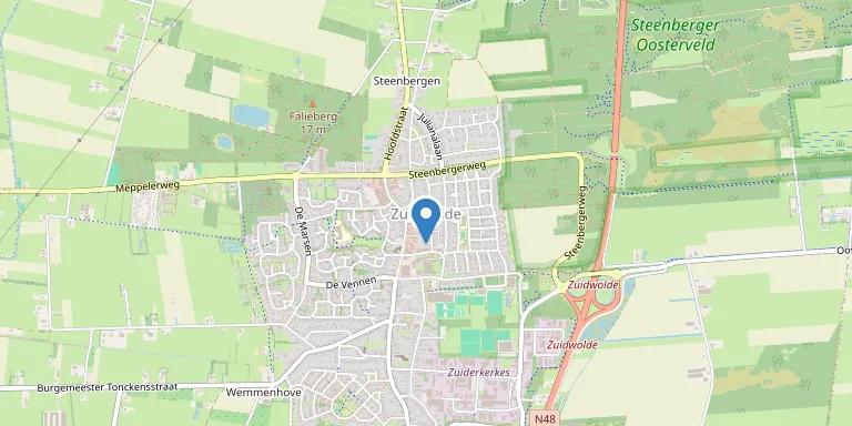 Kaart van Zuidwolde — werkgebied voor hypotheekadvies