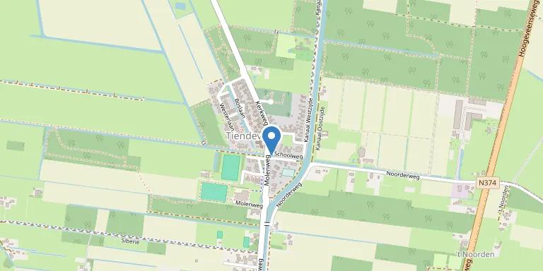 Kaart van Tiendeveen — werkgebied voor hypotheekadvies