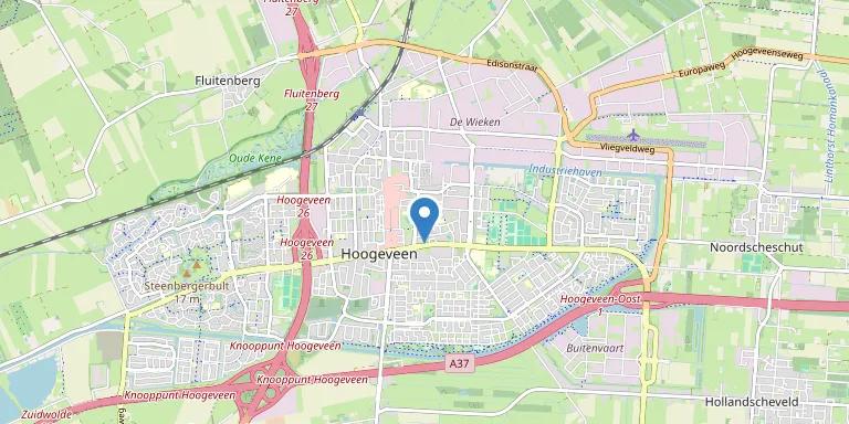 Kaart van Hoogeveen — werkgebied voor hypotheekadvies