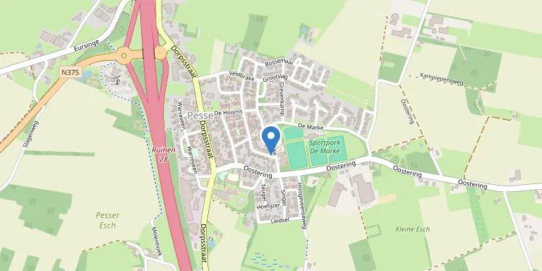Kaart van Pesse — werkgebied voor hypotheekadvies