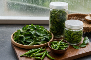 Curry Leaves & Green Chilli Storage in Monsoon by Kavya Trivedi on AllBlogs