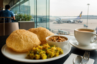 Early Morning Indian Airport Breakfast Before Flying