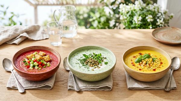 गर्म मौसम के लिए ठंडे सूप लंच: गज़्पाचो, खीरा और कॉर्न बाउल्स by Anya Sharma on AllBlogs
