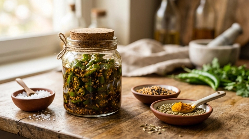 Fermented Green Chilli Pickle: Salt, Brine, Oil and Safety Rules by Sanjeev Kapur on AllBlogs Fermented Green Chilli Pickle: Salt, Brine, Oil and Safety Rules by Sanjeev Kapur on AllBlogs