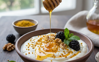 Arı Polenli ve Ballı Yoğurt Kasesi