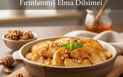 Bal ve Cevizle Tatlandırılmış Fırınlanmış Elma Dilimleri
