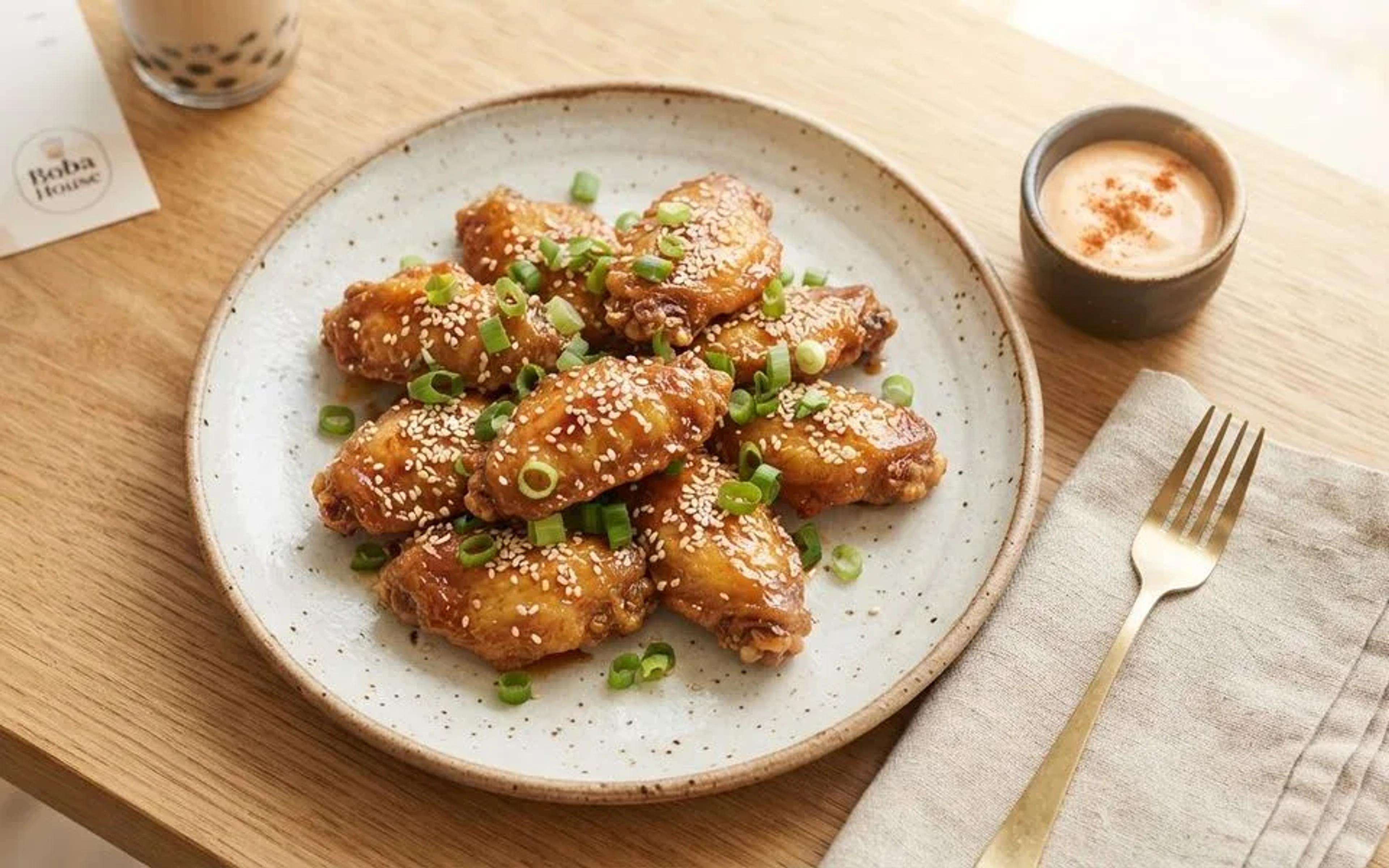 Taiwanese fried chicken wings with sesame and spring onion