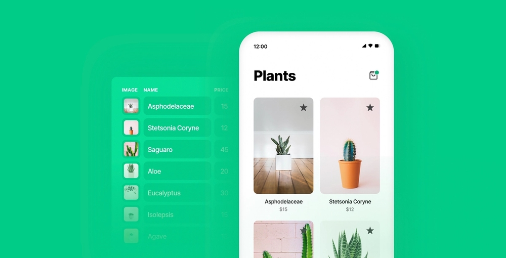 A plant webshop example powered by real data.