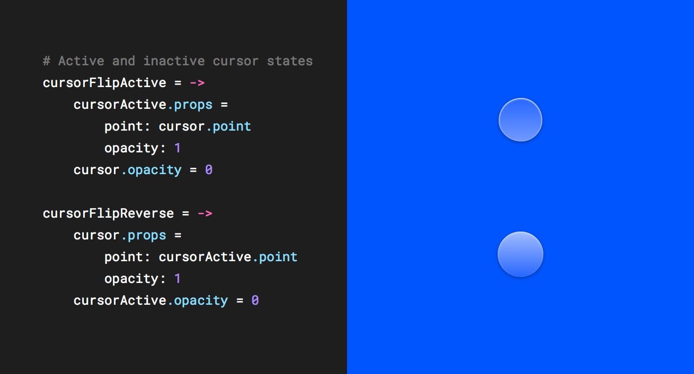 Active and inactive states for the touch cursor.