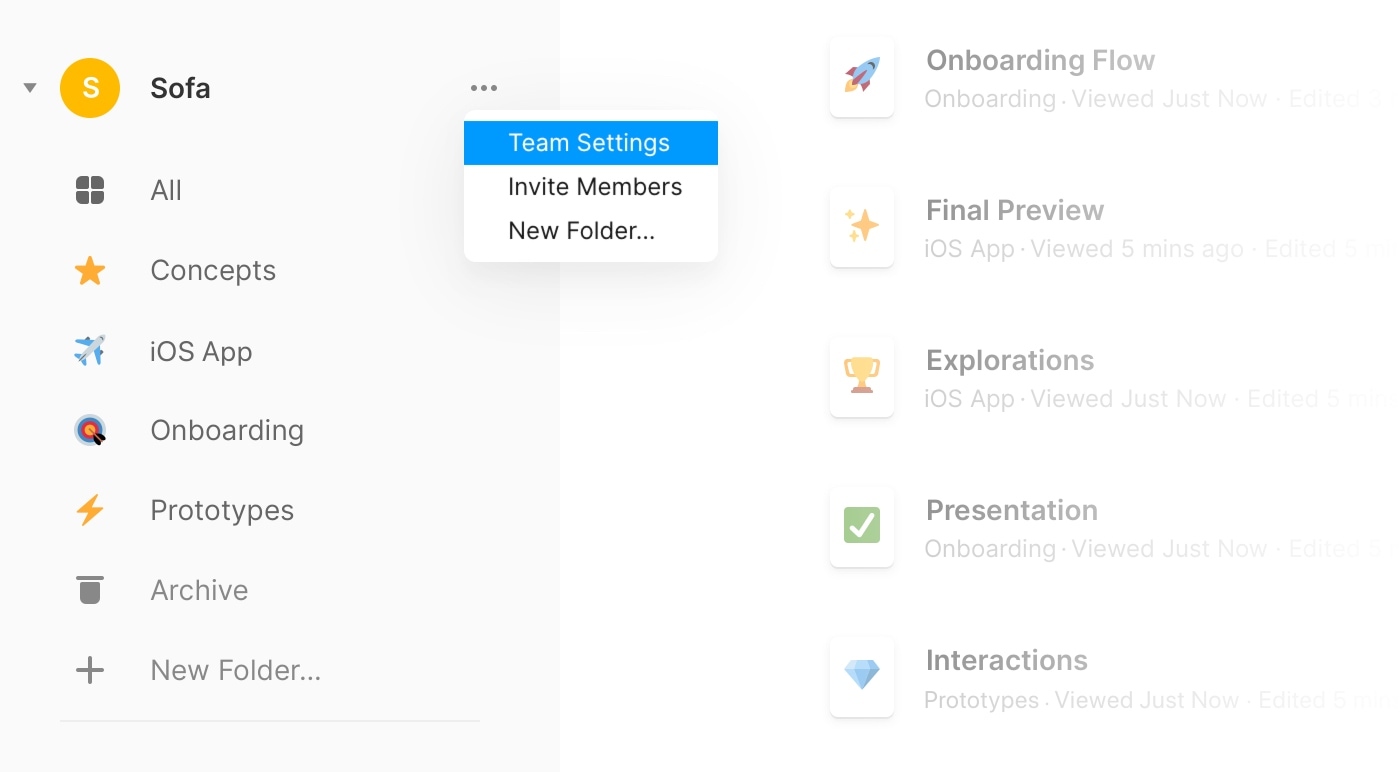 How to click on Team Settings in Framer Web dashboard