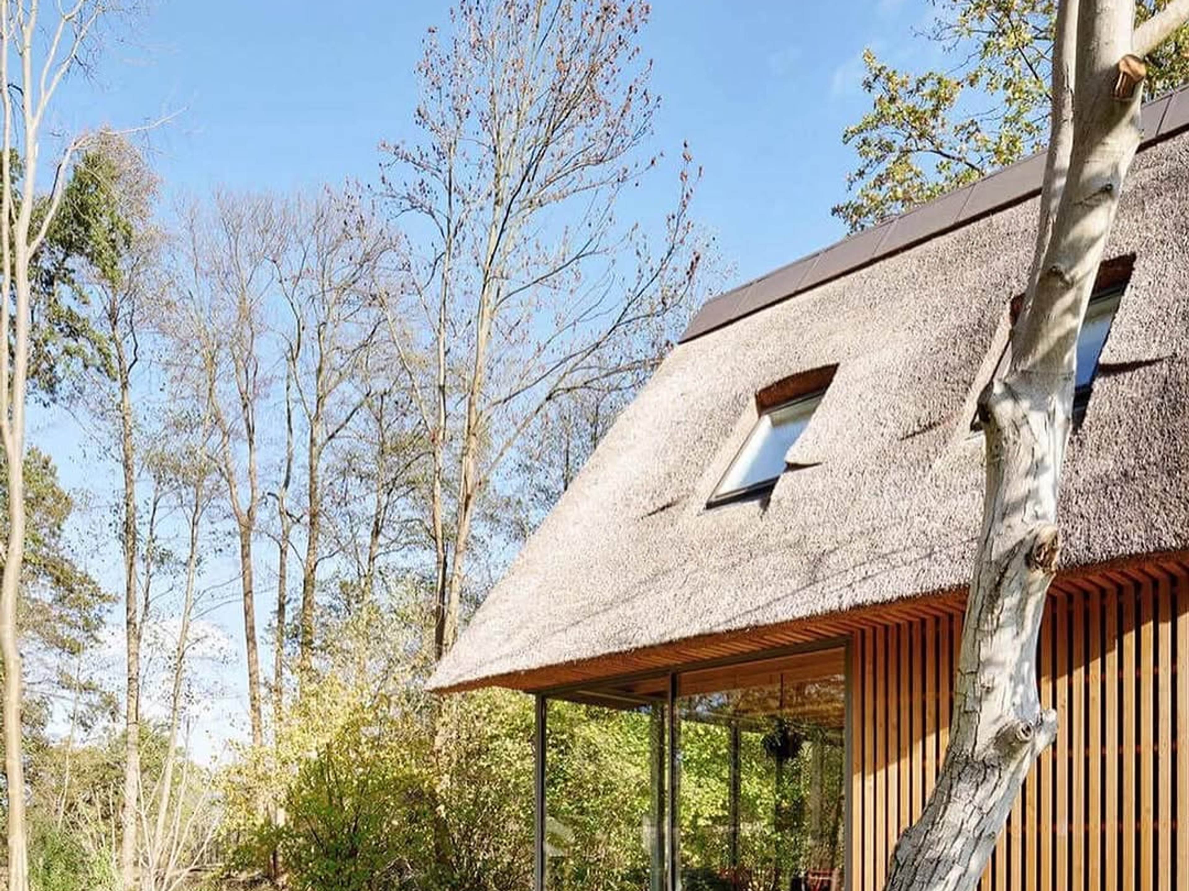 This thatched cabin near Berlin proves that old materials can carry entirely new meaning
