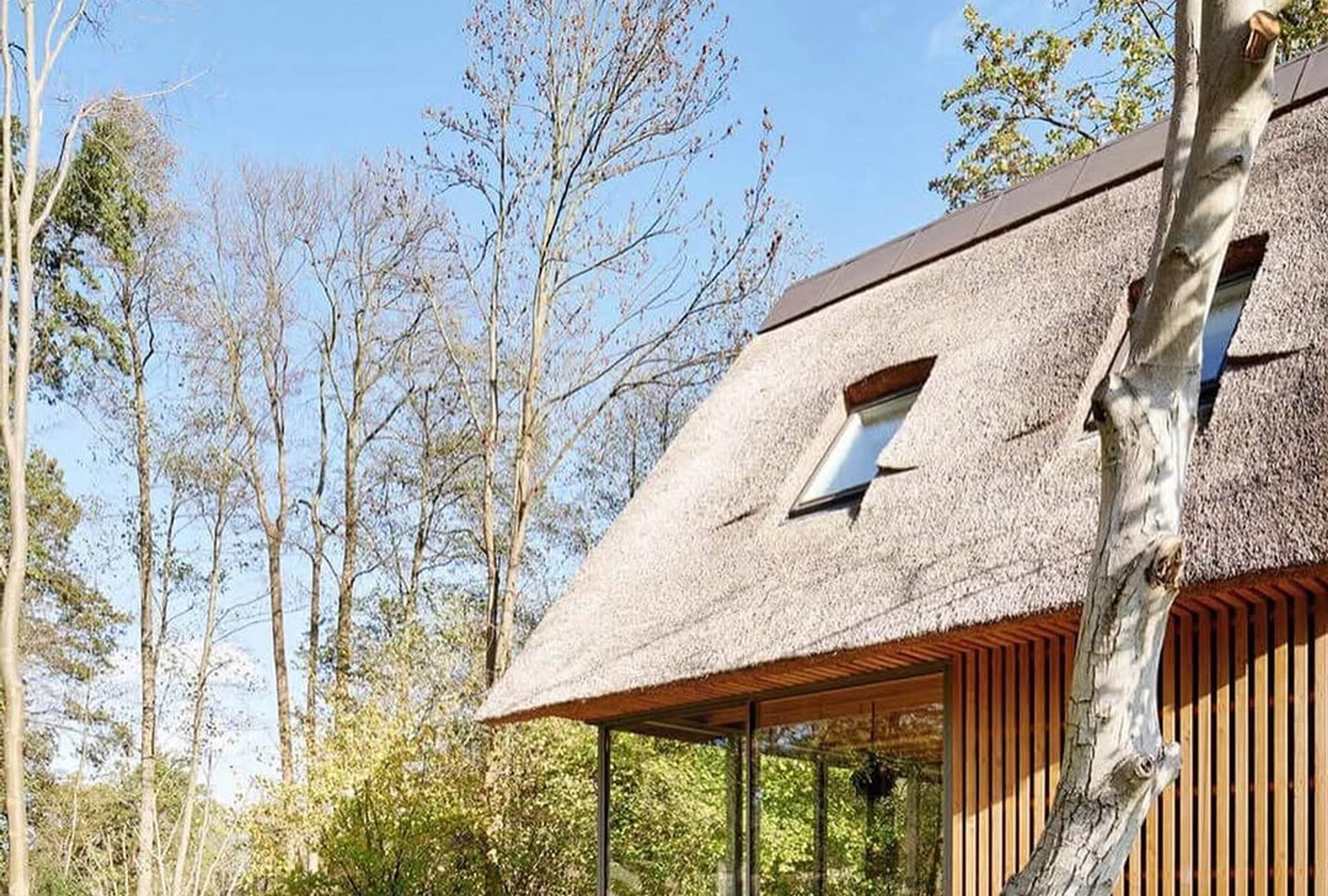 This thatched cabin near Berlin proves that old materials can carry entirely new meaning