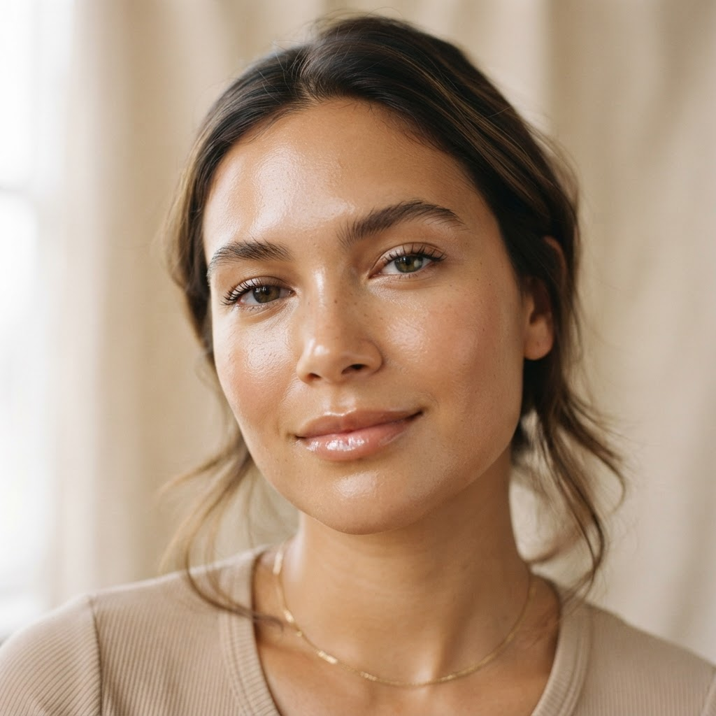 Woman with radiant, clear skin .