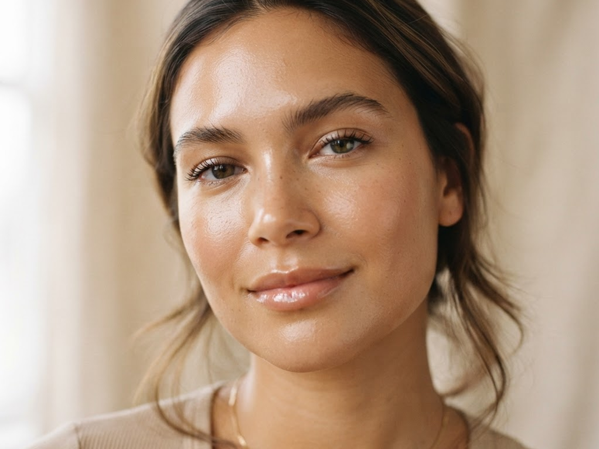 Woman with radiant, clear skin .