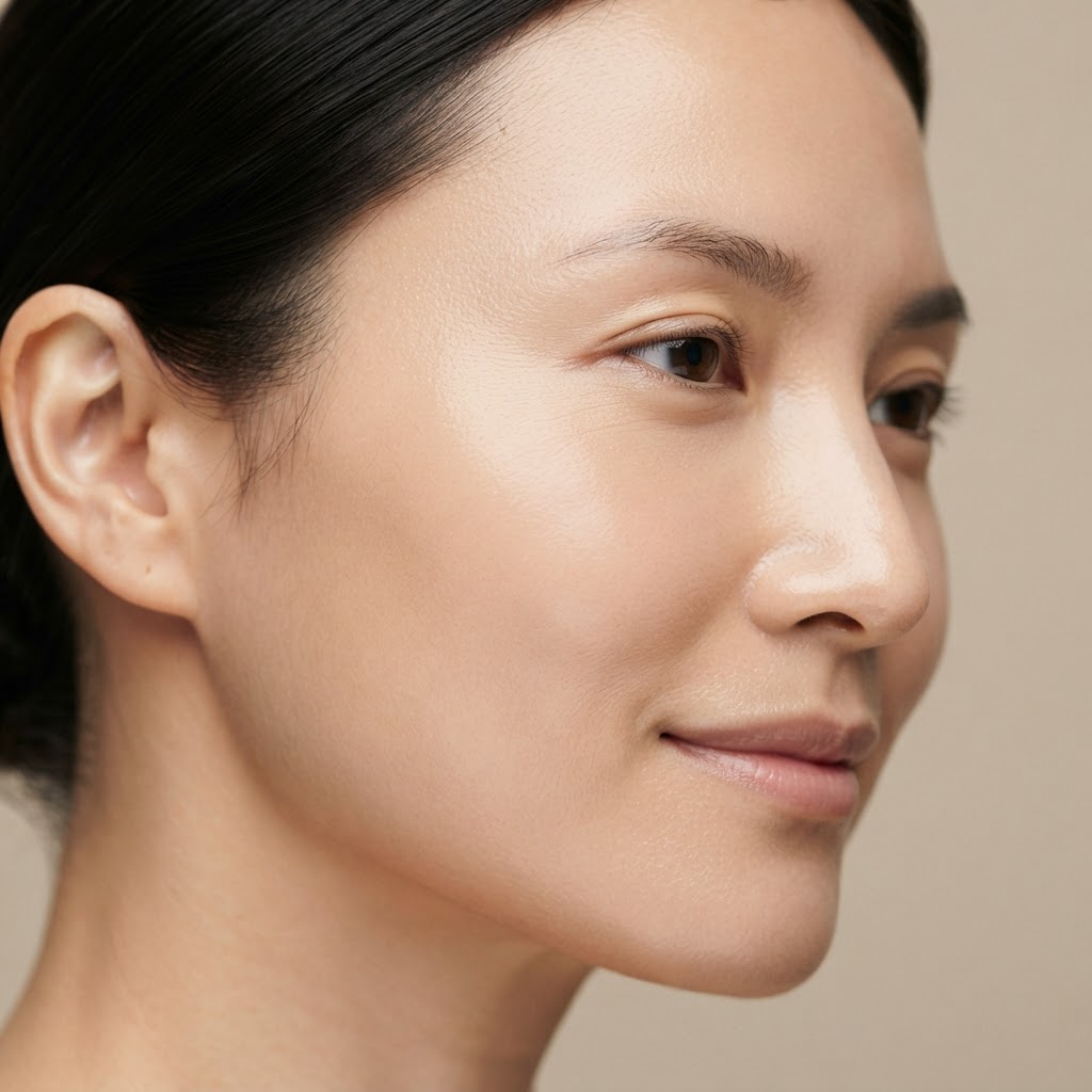 Side profile of a woman with smooth skin