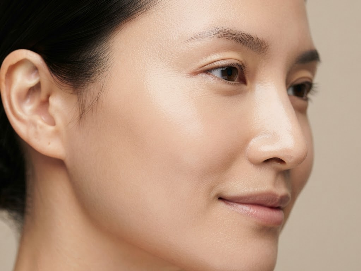 Side profile of a woman with smooth skin