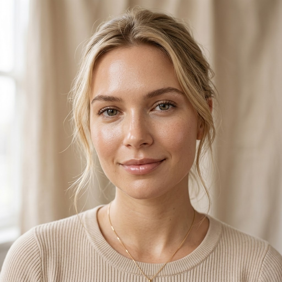 Portrait of a blonde woman with clear skin showing aesthetic treatment results at NU Age Aesthetic in Ajax