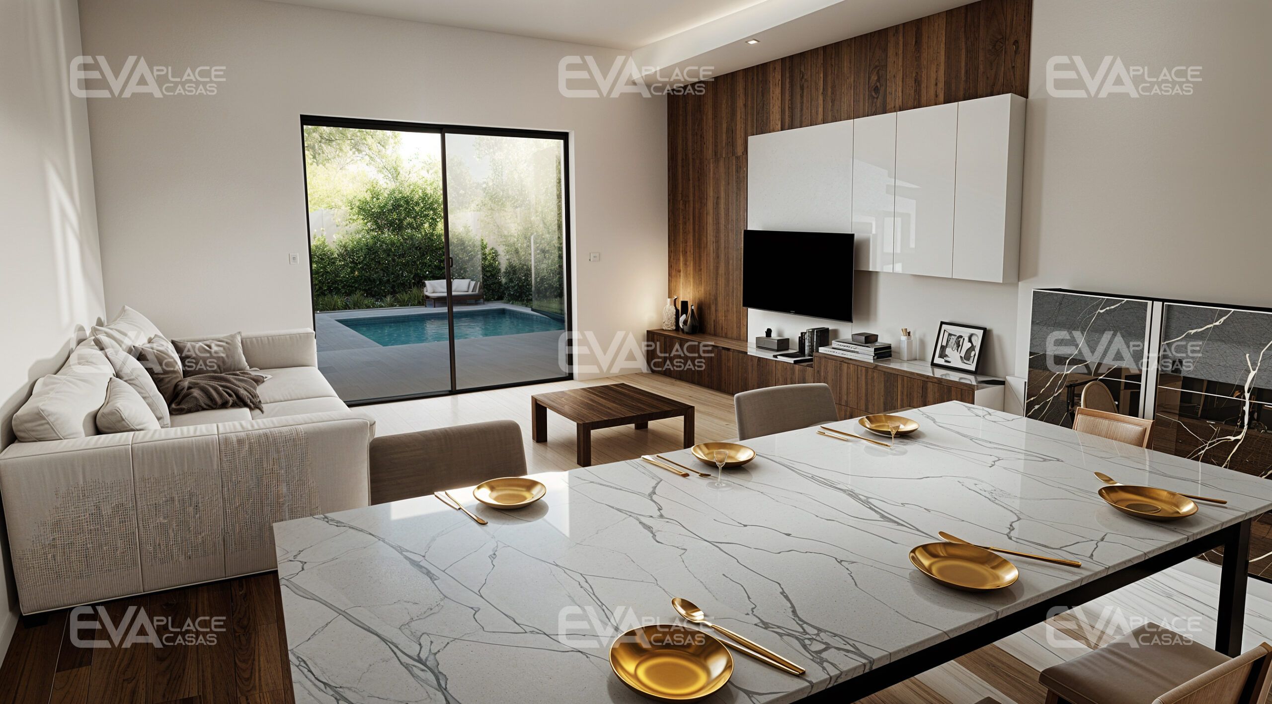 Interior moderno de casa em aço leve - EVAPLACE