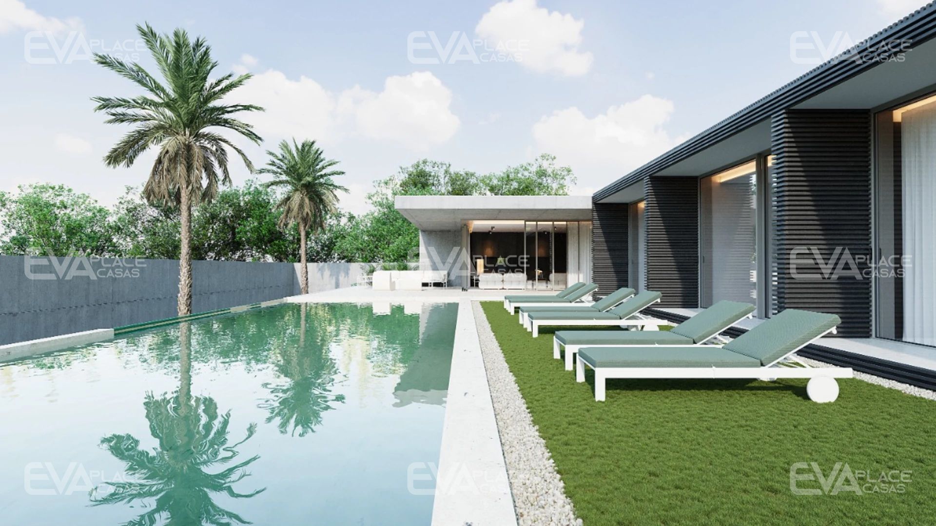 Casa em aço leve com piscina - EVAPLACE