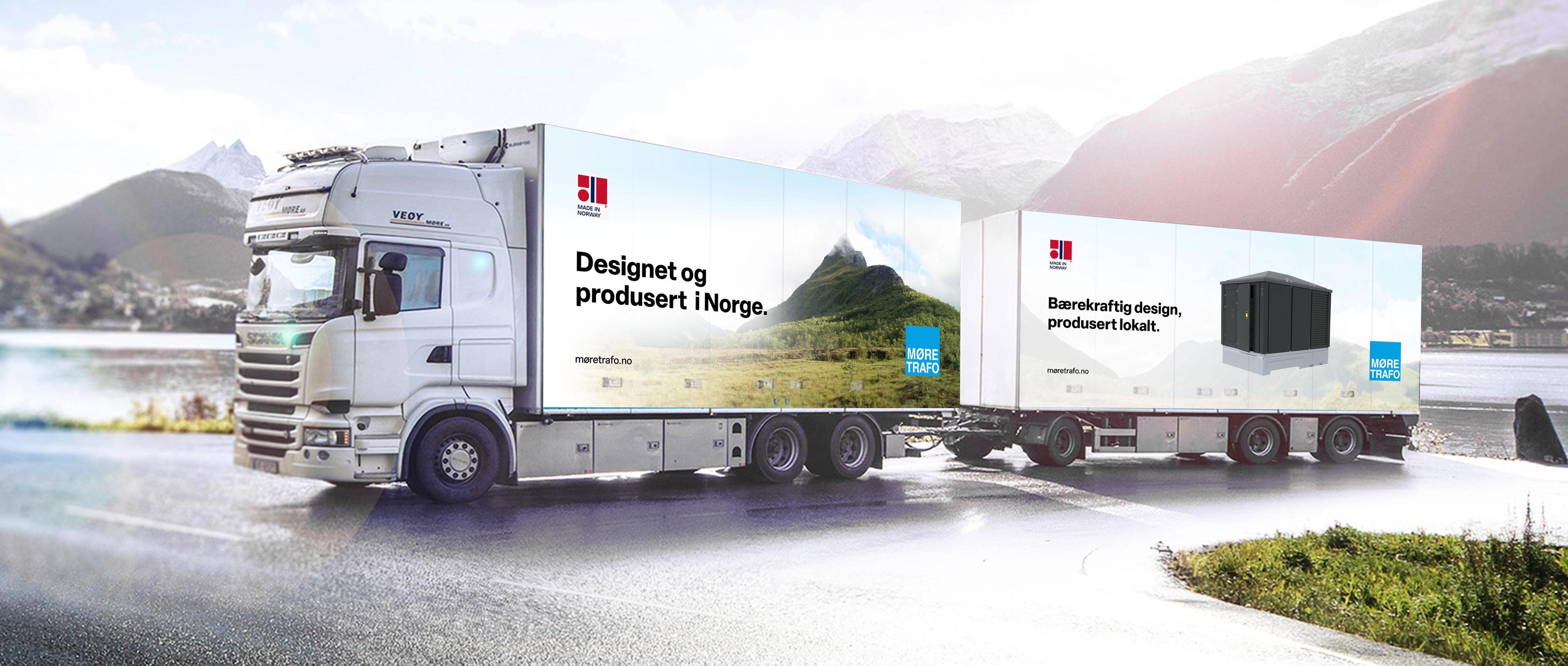 Lastebil med Made in Norway budskap på