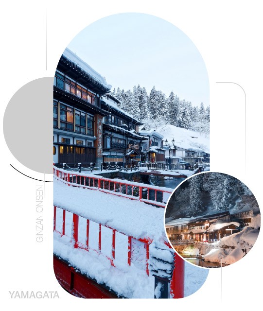 Ginzan Onsen — Ánh đèn giữa thị trấn tuyết