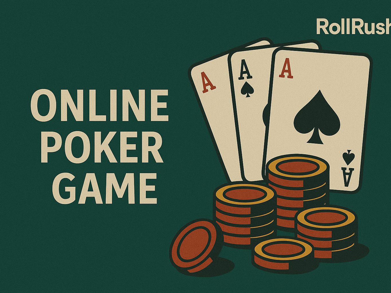 a poster for an online Poker gamespoker game with playing cards and chips