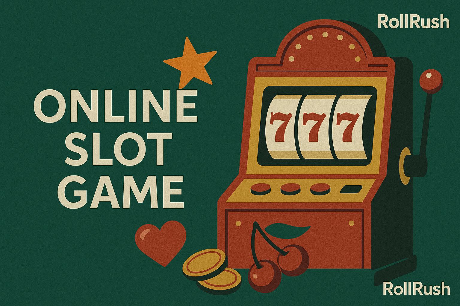 an illustration of a slot machine that says online slot game