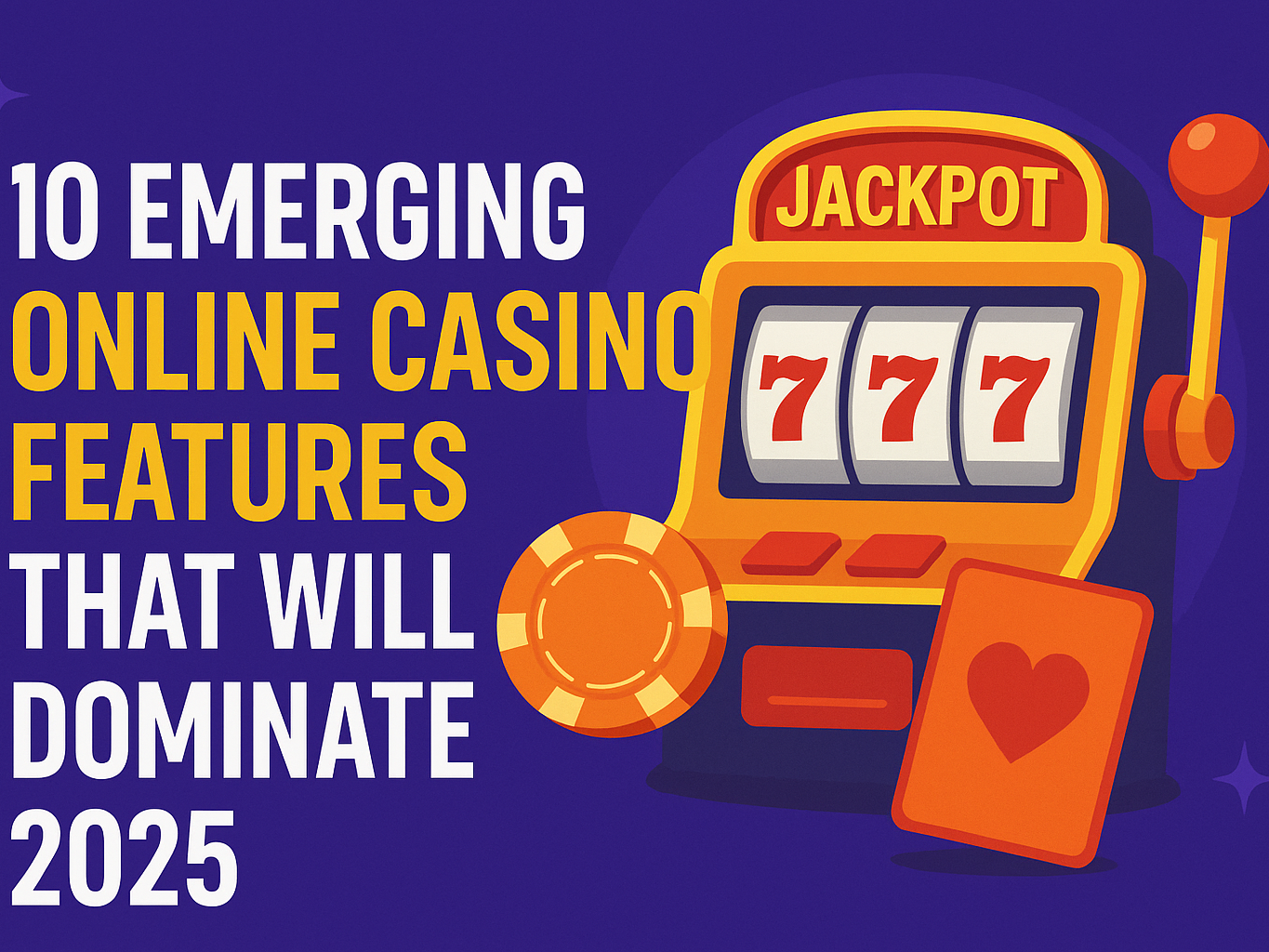 an illustration of a slot machine with the words " 10 emerging online casino features that will dominate 2025 "