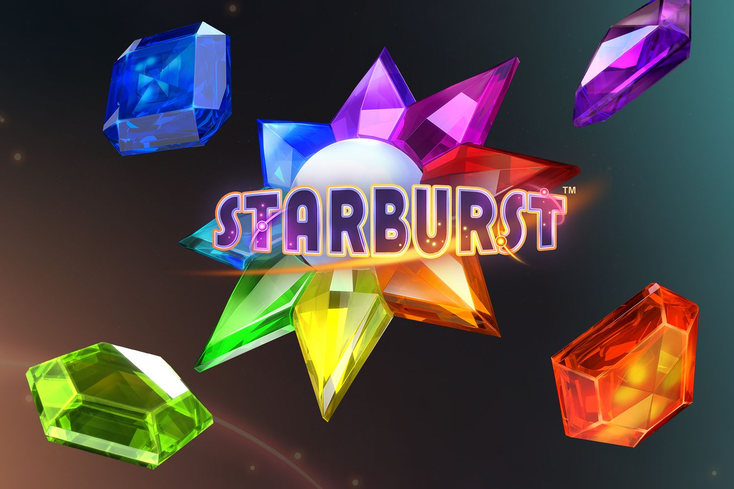 the logo for starburst is surrounded by colorful gems .