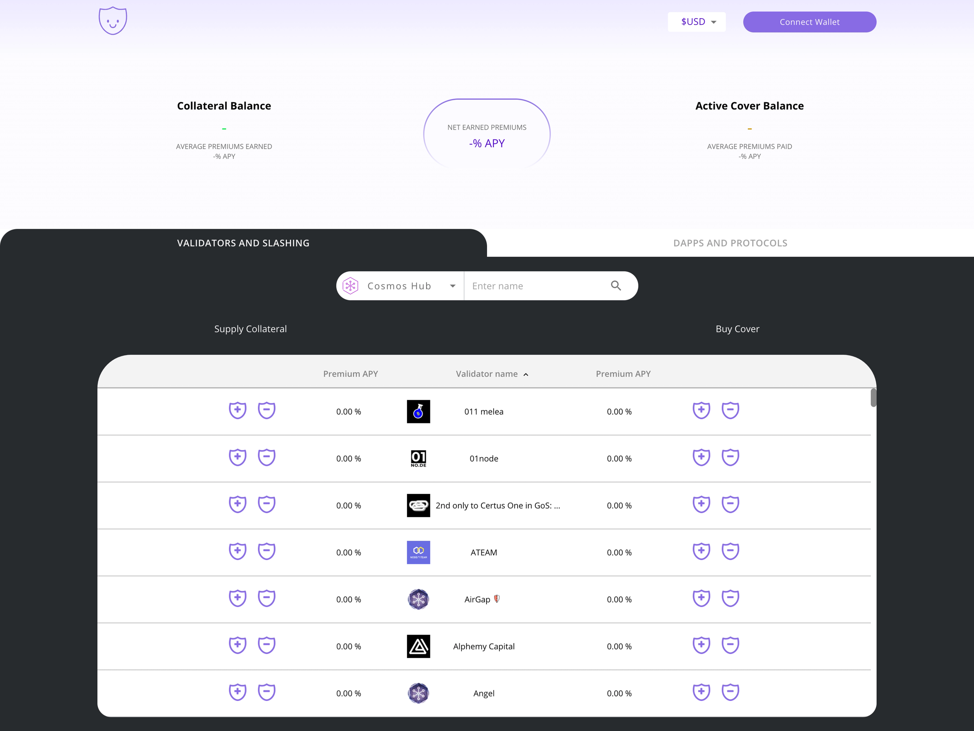 Unslashed Finance contract UI wrapper before my interventions