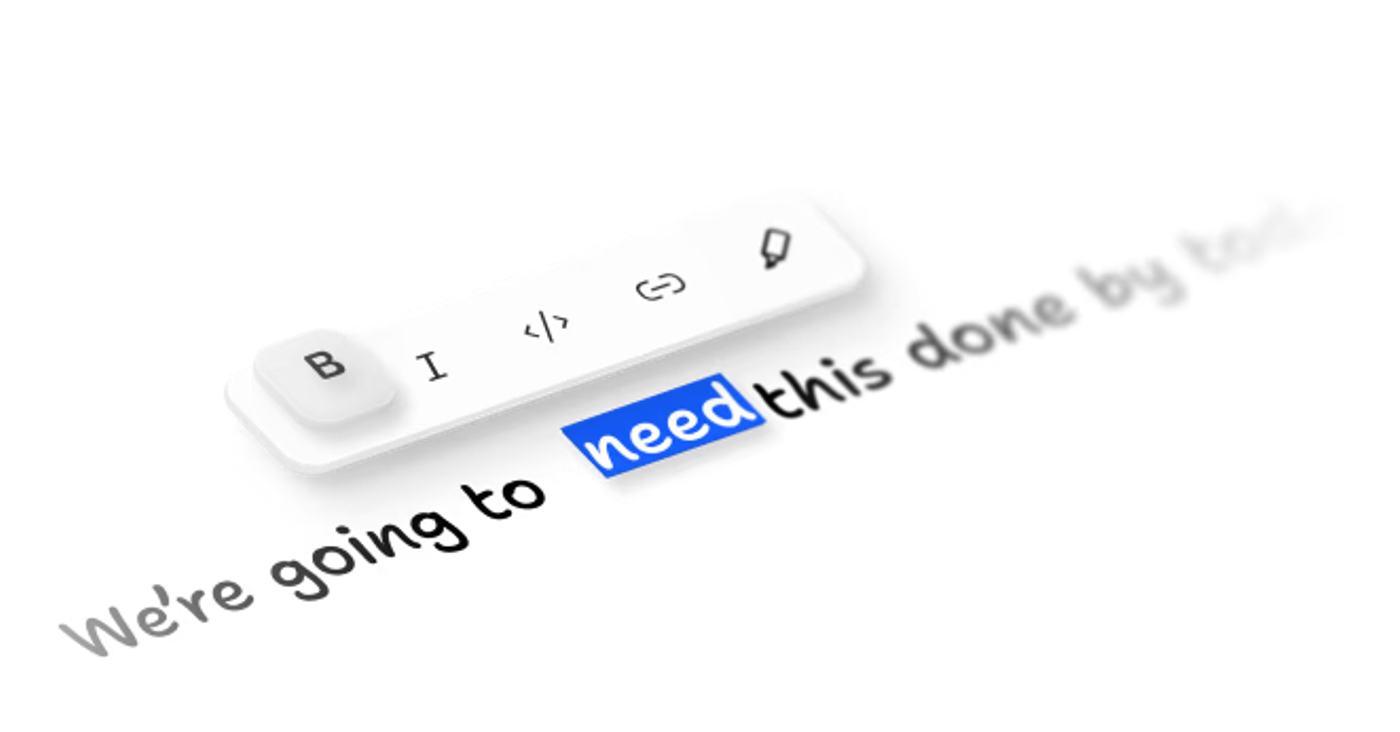 tldraw canvas showing a rich-text editing control panel with formatting options.