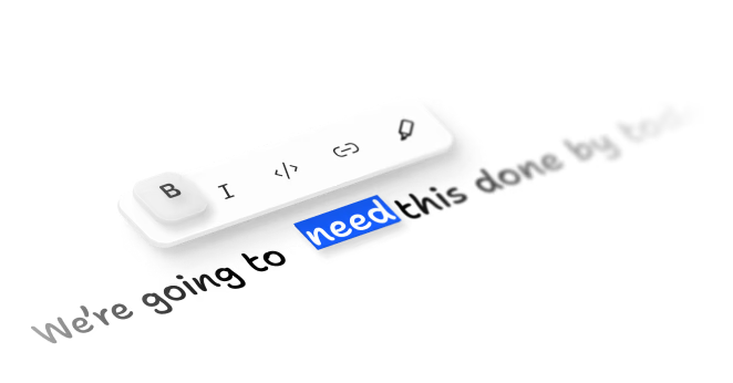 tldraw canvas showing a rich-text editing control panel with formatting options.
