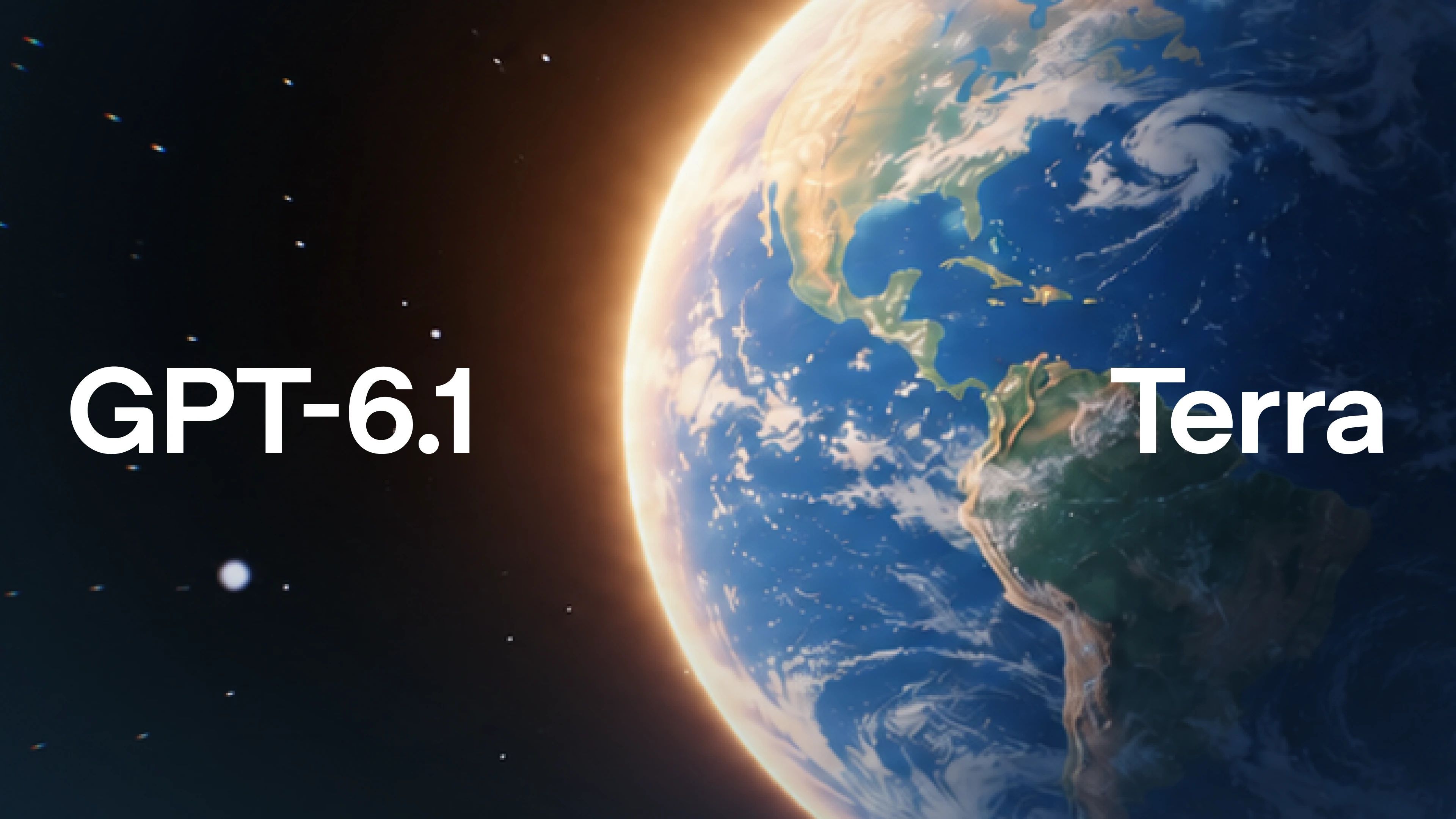 GPT-6.1 Terra launch artwork showing Earth from space, from OpenAI.